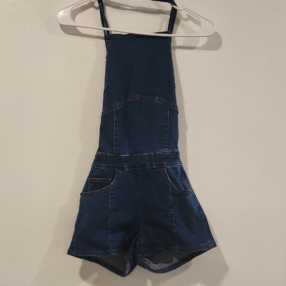 SHEIN Dark Blue Denim Romper - Picture 1 of 3